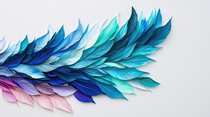 A layered composition of feathers in varying shades, creating depth and dimension.