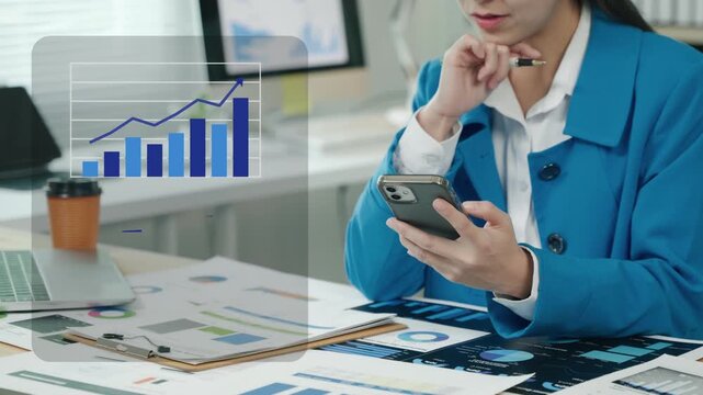 Analyzing business data trends office workspace digital illustration professional environment close-up view financial insights