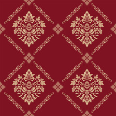 Elegant Seamless Damask Pattern – Vintage Ornamental Floral Background for Luxury Design and Home Decor
