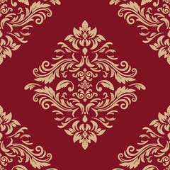 Elegant Seamless Damask Pattern – Vintage Ornamental Floral Background for Luxury Design and Home Decor