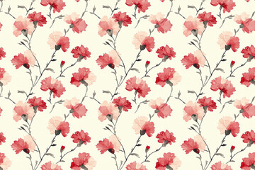 A delicate pattern featuring watercolor-style pink flowers on a light background, perfect for textiles or decorative purposes.