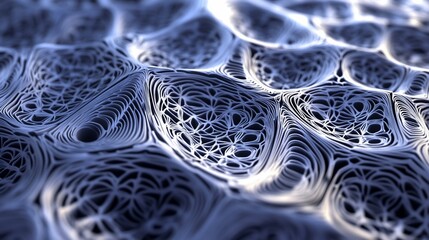 Striking Abstract Surface of Interconnected Lines and Organic Cavities