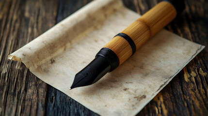 old knife on wooden table