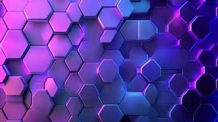 Futuristic violet hexagonal grid with vibrant glow for modern abstract design