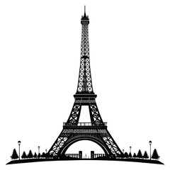 Obraz premium An Iconic Silhouette of a Tall Metal Lattice Tower Symbolizing Parisian Architecture and Urban Landscape Design
