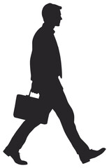 silhouette of walking man carrying briefcase