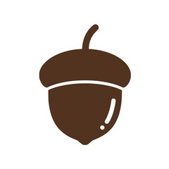 Solid brown acorn vector minimal style on, white background no text