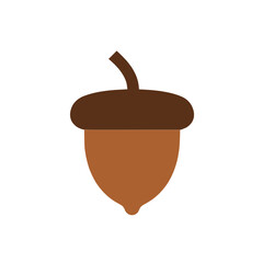 Solid brown acorn vector minimal style on white background no text