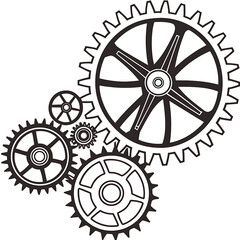Obraz premium A Detailed Illustration of Interlocking Mechanical Gears Working Together Seamlessly in a Complex Mechanism