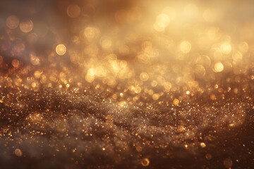 Soft golden bokeh background with elegant shimmering glow, luxury abstract festive lights