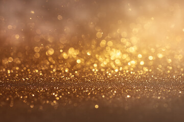 Golden festive bokeh with sparkling light reflections, warm luxury abstract background