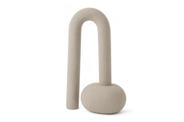 Modern ceramic vase with arch shape on transparent background