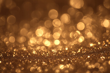 Abstract golden bokeh lights with shimmering festive glow, luxury holiday background