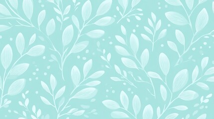 Minimalist Light Teal Botanical Leaf Pattern for Wallpaper and Textile Design