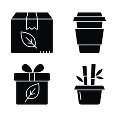 Eco friendly Packaging silhouette Icons
