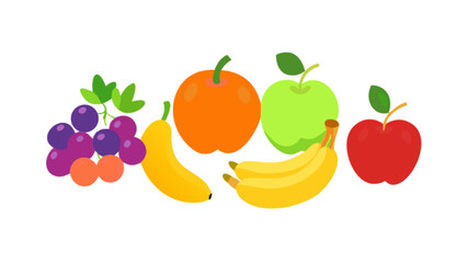 Illustration of fresh fruits including apples bananas orange and grapes for healthy eating concept design