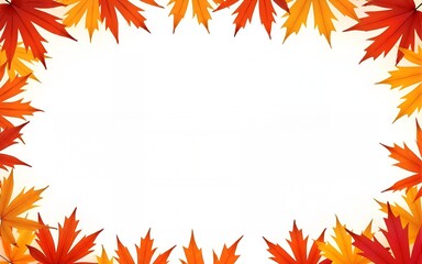 Autumnal leaves frame vector isolated, fall foliage border, seasonal leaf frame, decorative autumn frame, elegant autumn leaves background, orange and red leaves. High quality