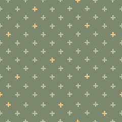 retro seamless pattern with cross sign in muted green