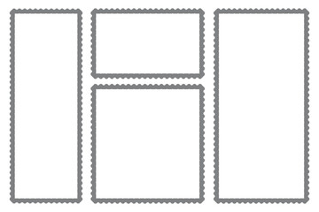 Set of blank rectangle and square postage stamp vector icons. Postage stamp set. Mockup postage stamps.  Frame for menu, wedding invitation, coastal party. eps 10