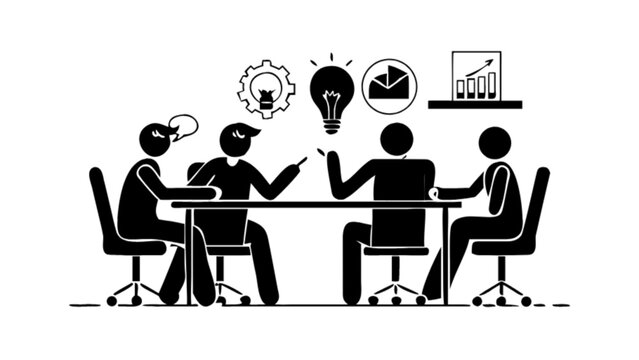 Business meeting brainstorming strategy teamwork collaboration discussion planning idea generation concept session