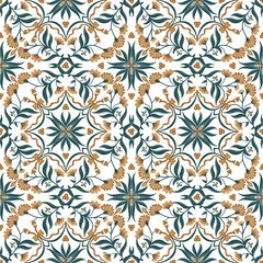 Floral decorative seamless pattern on white background 