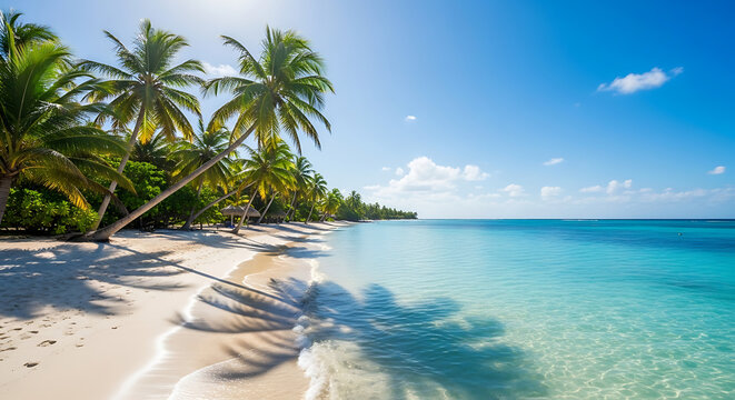 Paradise Found Tropical Beach Scene with Palm Trees and Turquoise Waters