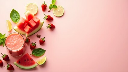 Fresh Mint and Lime Smoothie Ingredients