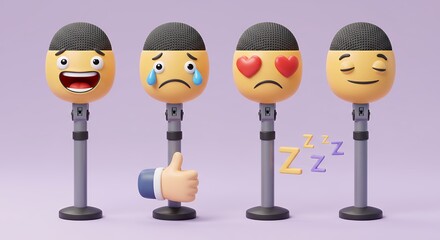 Emoji microphones set of four