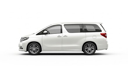 Modern white minivan isolated on white background, a spacious family vehicle