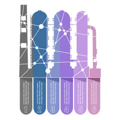 Factory or plant icon with six features or option of project to select. Minimal infographic illustration for business and industry information visualization.