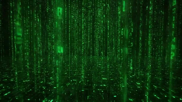 Endless Matrix Code Rain Animation in Green