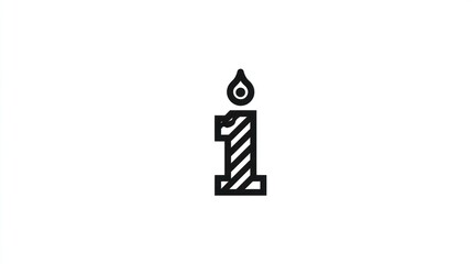 Fototapeta premium Simple black line art of a birthday candle
