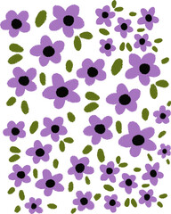 Scattered Floral Arrangement in Purple and Black