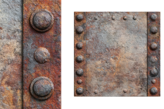 Rusted metal plate with rivets