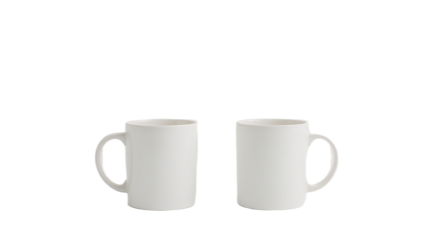 Two Blank White Mugs, Perfect for Mockups and Designs