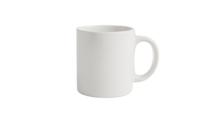 Isolated white ceramic coffee mug on white background, perfect for mockup or design presentation