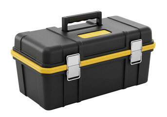 plastic toolbox with silver latches isolated on transparent background