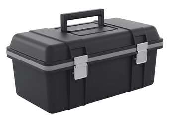 plastic toolbox with silver latches isolated on transparent background