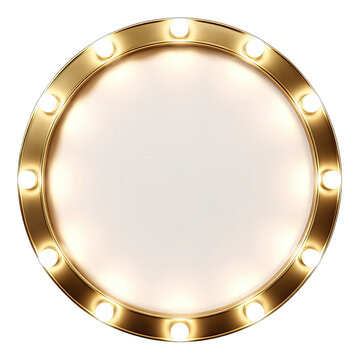 Gold circle frame with glowing lights