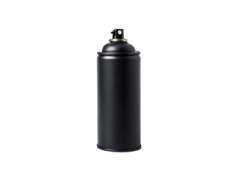 Black aerosol spray can isolated on transparent background