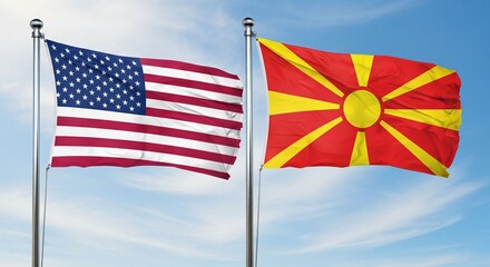 the national flags of the United States and North Macedonia side by side