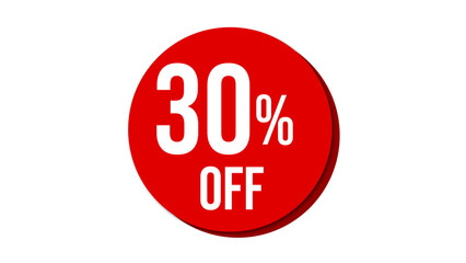 Sale of special offers. Discount with the price is 30. Poster template for discount, Creative design of glossy red 3d numbers. sale discount, work progress. Vector illustration 