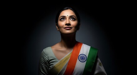 A woman adorned in Indian flag colors, symbolizing pride and spirit on Independence Day India