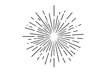 Obraz premium Sunburst vector design element. Hand drawn vintage starburst. Retro radial light rays explosion effect. Doodle sunbeam burst line art illustration. Abstract firework graphic.