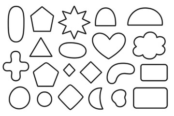 Unique Various Shapes and Sizes Black Outline Vector Illustration on Transparent Background for Graphic Design and Creative Projects