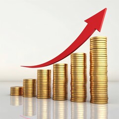 business graph with golden coins