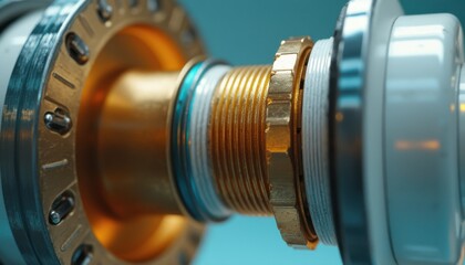Obraz premium Close-up of intricate mechanical device with threaded components