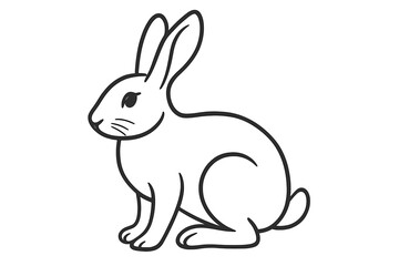 Fototapeta premium Rabbit outline sketch drawing. Cute bunny line art vector illustration. Minimalist animal pet icon for logo or easter design element. Isolated wildlife character on white.