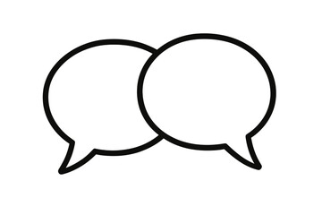 Communication icon with two speech bubbles. Concept of dialogue, conversation, chat, message, forum, discussion. Blank comic balloon for text. Social media comment symbol.