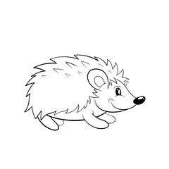 Cute hedgehog smiling clip art hand drawn black and white 
